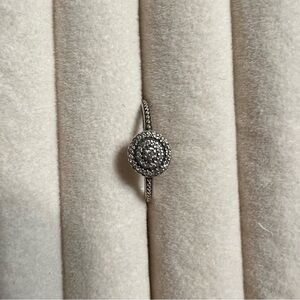Authentic Pandora Elegant Silver Ring with Crystal Accents